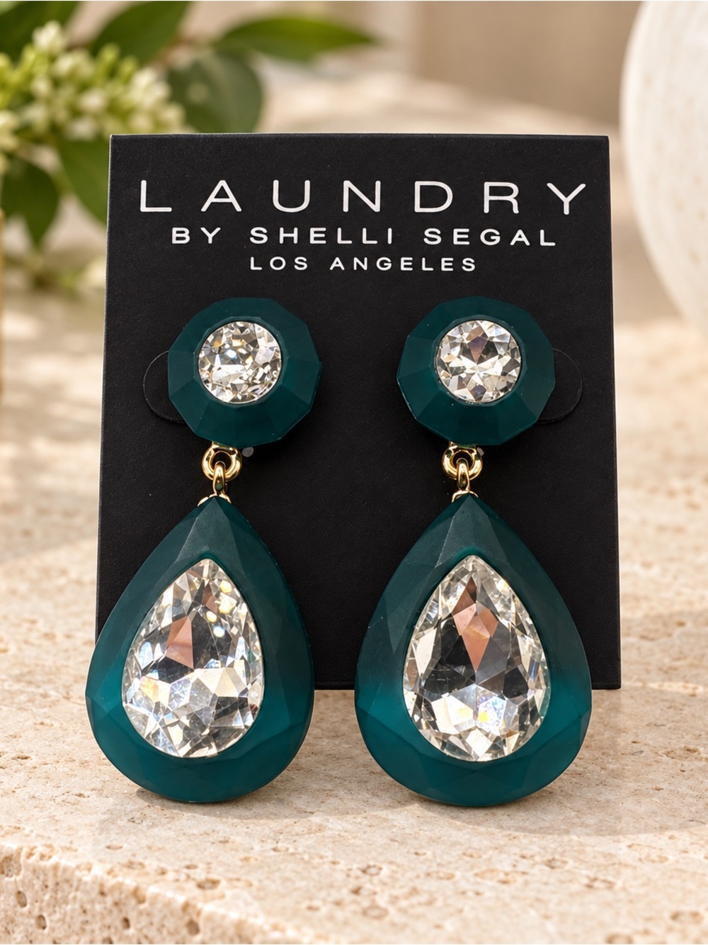 Laundry by Shelli Segal Teal Crystal Teardrop Earrings (BN2 po)
